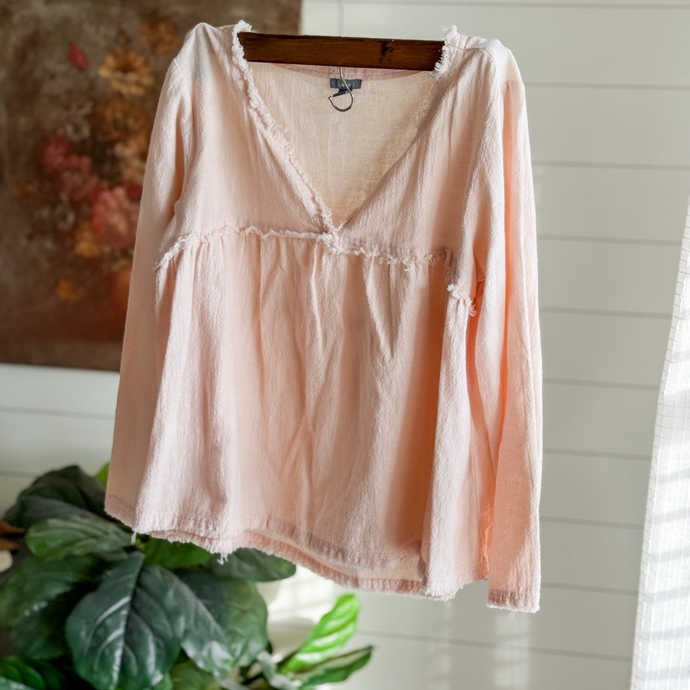 aerie Light Pink V-Neck Peasant Blouse - Picture 3 of 10